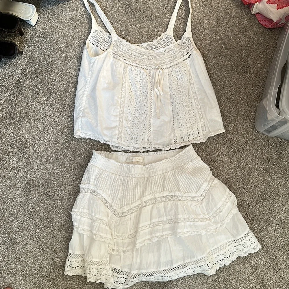 LoveShackFancy White Lace Trimmed Top - Picture 2 of 3